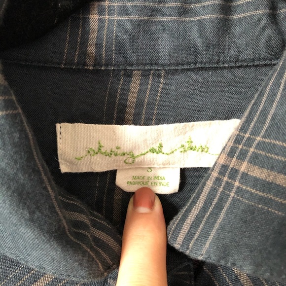 Teal Plaid Button Up Small Staring At Stars Dress - Picture 3 of 4